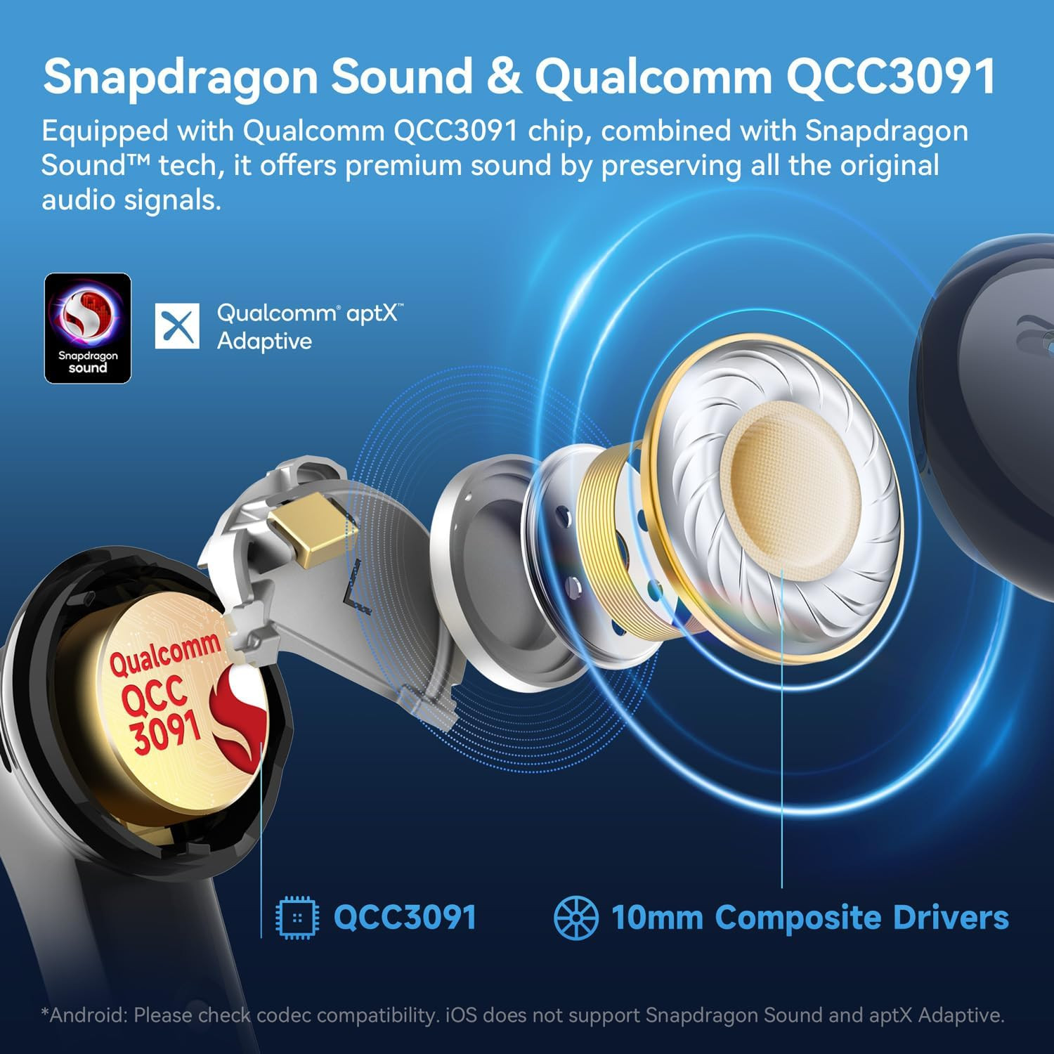Earfun Air Pro 4 Adaptive Hybrid Noise Canceling Wireless Earbuds, Qualcomm Snap