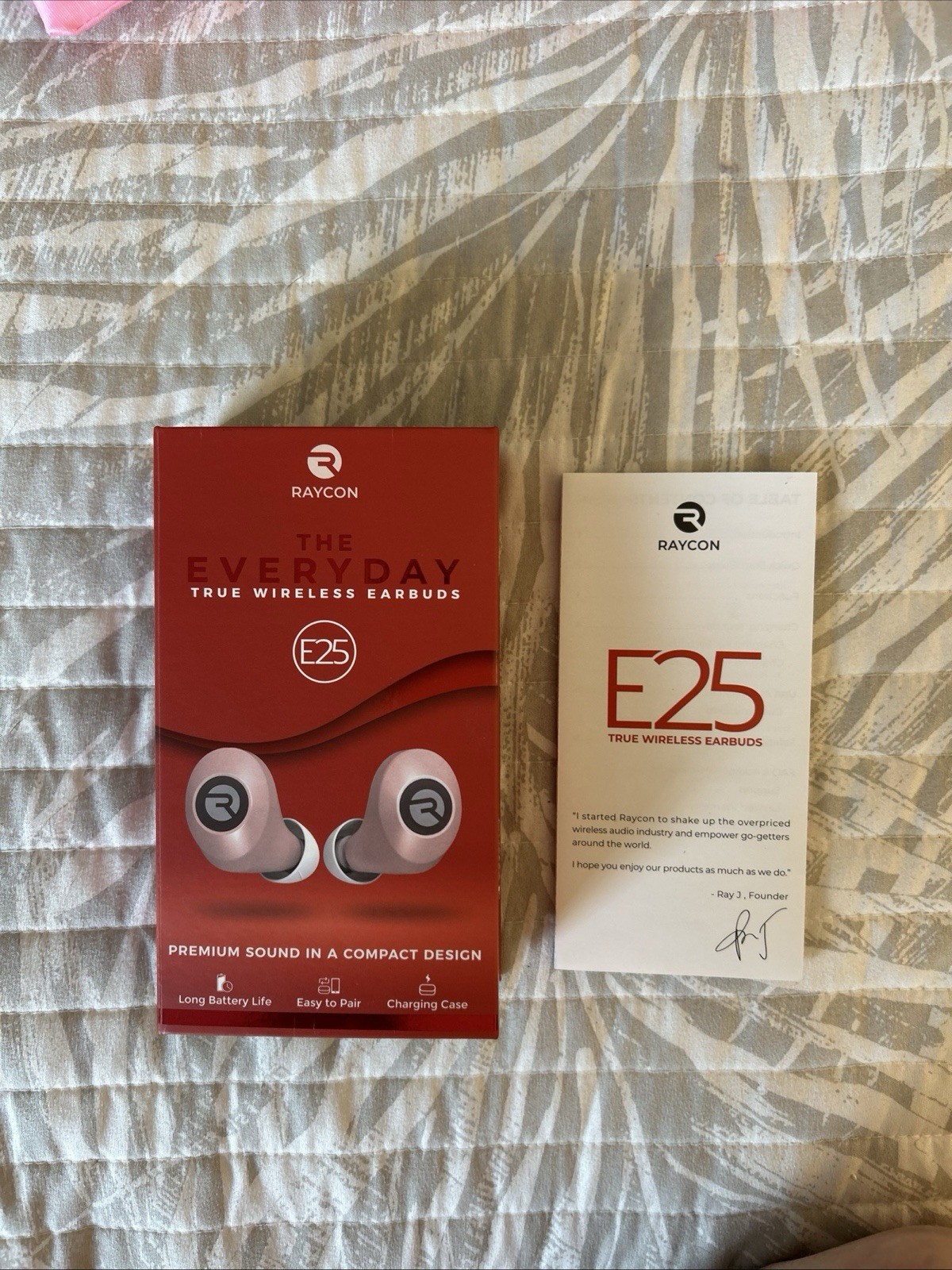 BOX & USER GUIDE ONLY Raycon Everyday Wireless Earbuds E25 Bluetooth Over Ear