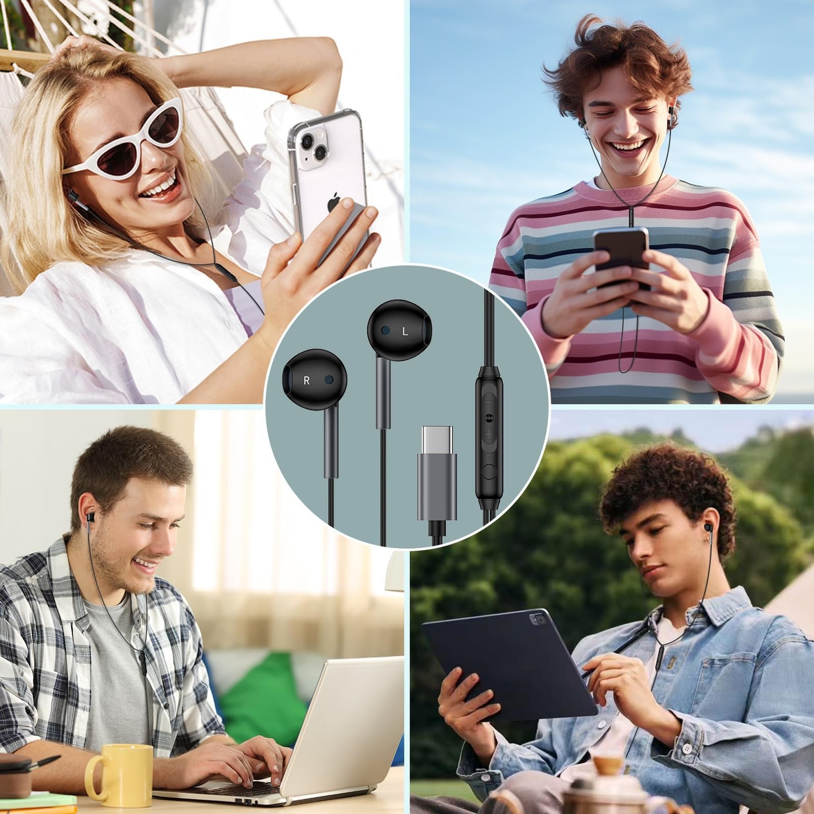 USB C Samsung Headphones Wired for Galaxy S26 S25 Edge S24 Pure Black