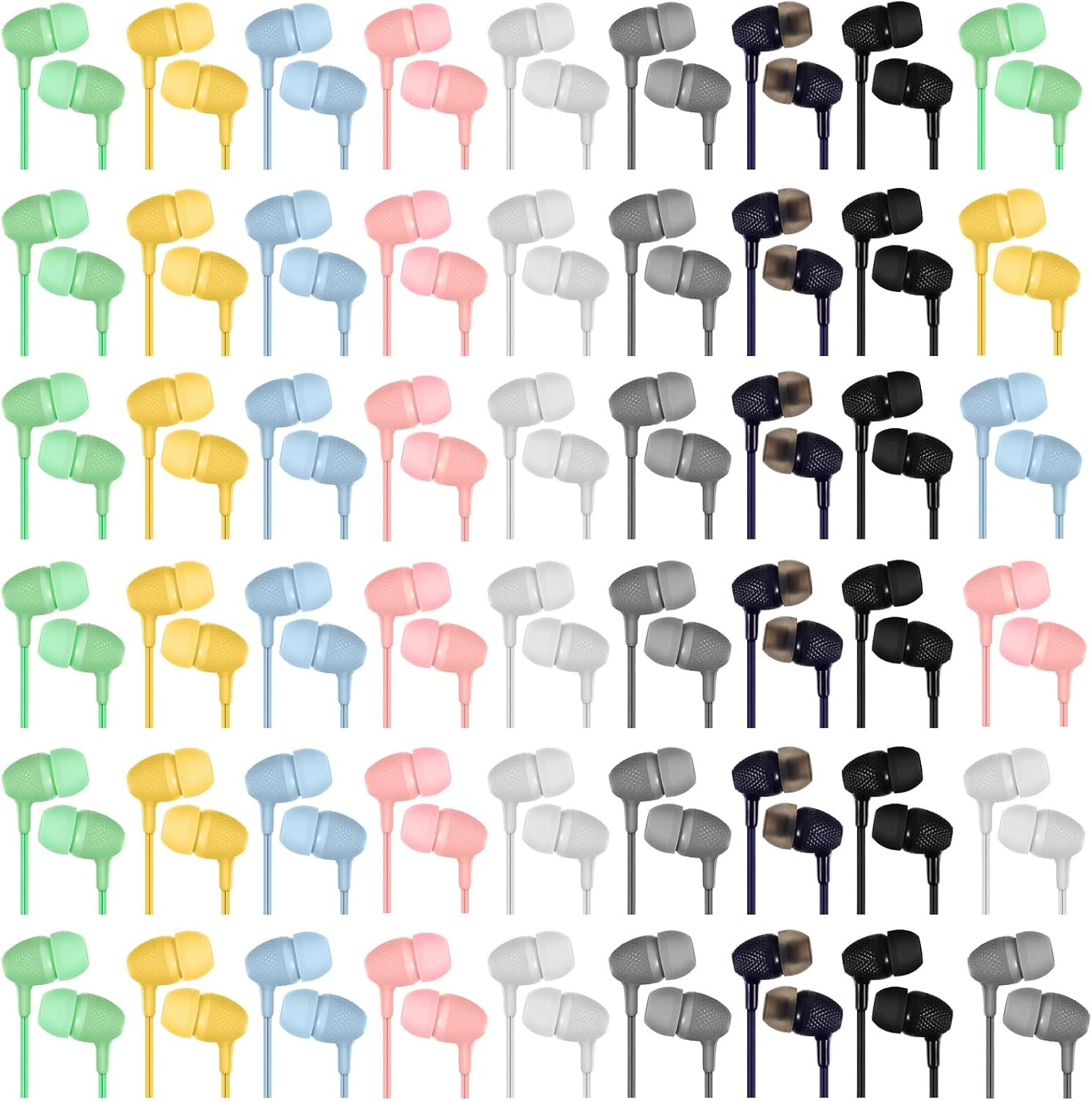 200 Pack Earbuds Bulk Earphones 3.5 Mm Classroom Headphones for Adult Assorted C