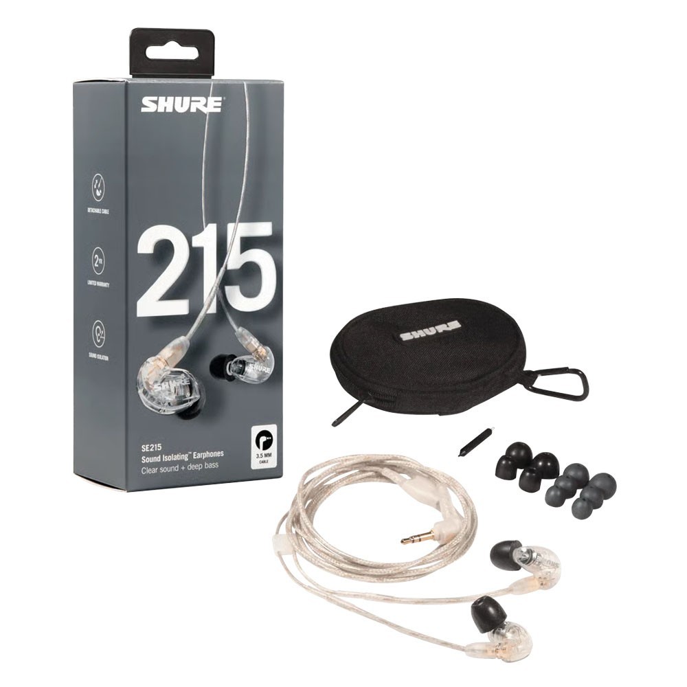 Shure SE215-CL Clear Sound Isolating In-Ear DJ Monitoring Headphones/Earphones