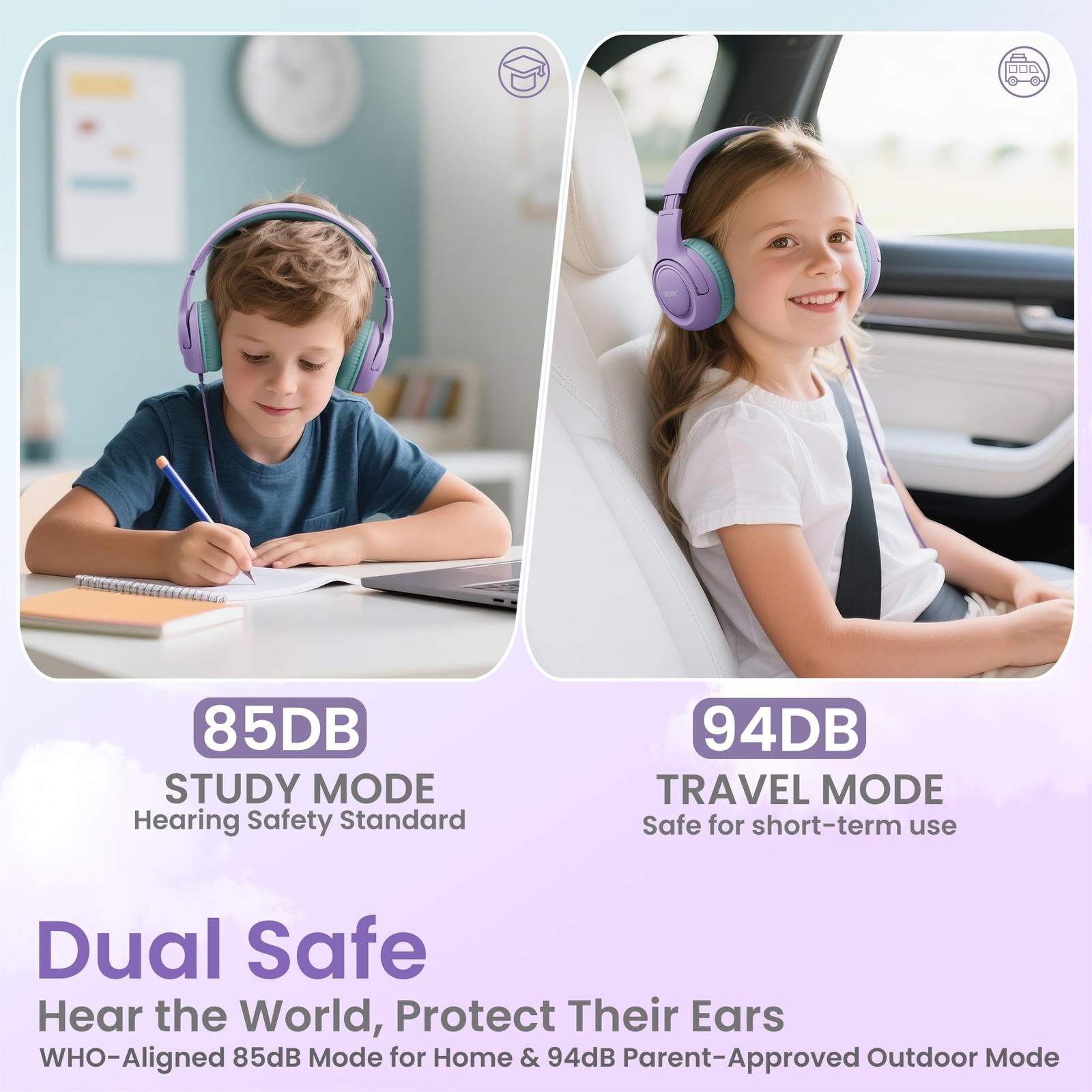 Kids Headphones with Cord for School – Over-Ear 85/94dB Volume Limiter, 3.5mm…
