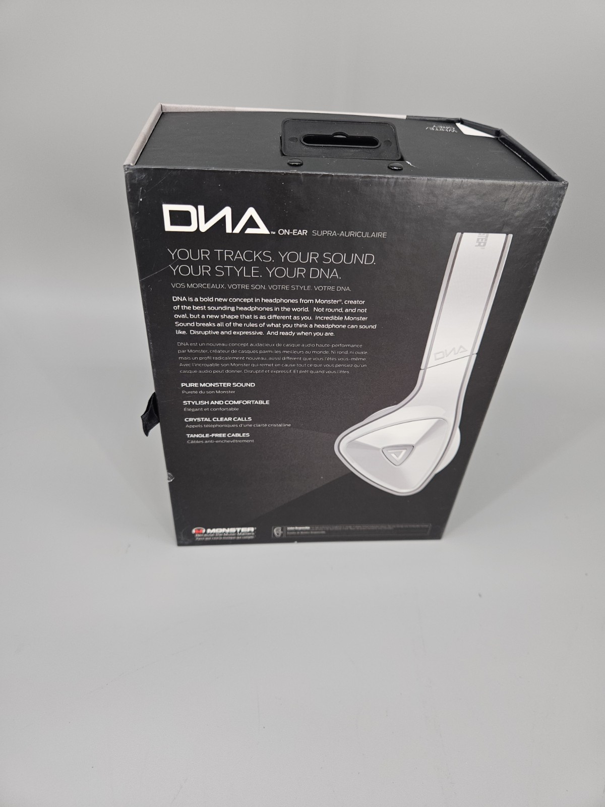 Monster DNA On Ear Headphones Wired White Gray With Box Tested