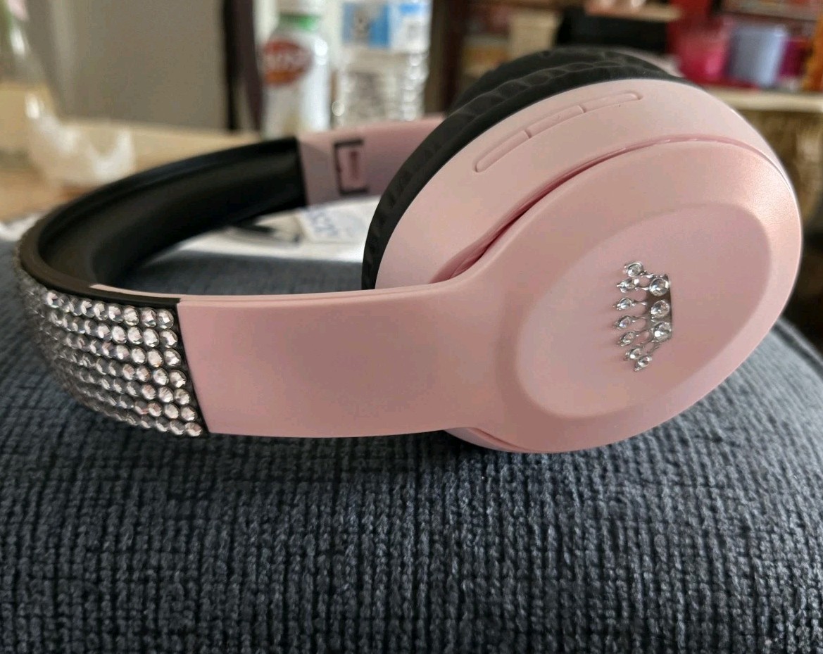 Juicy Couture Pink Bluetooth Wireless Headphones Rhinestone Y2K Glam NEW