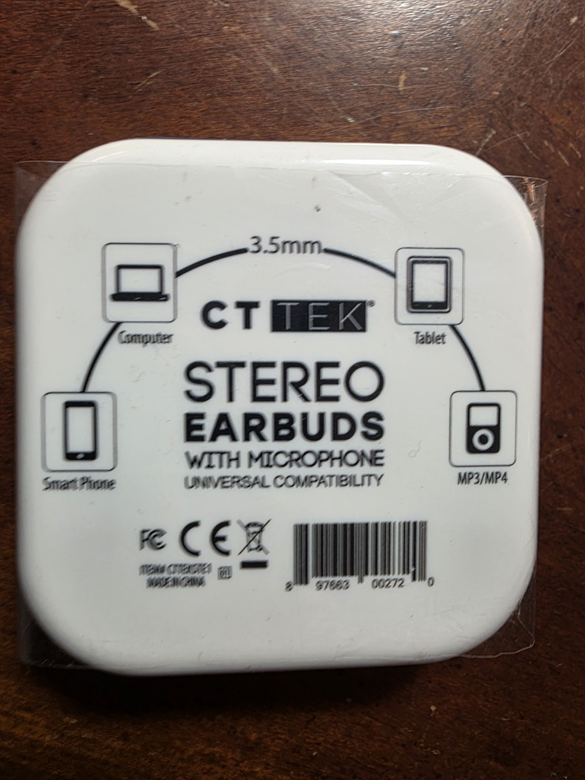 CT TEK Wired Stereo Earbuds Black and Silver 3.5mm Jack Built-in Microphone