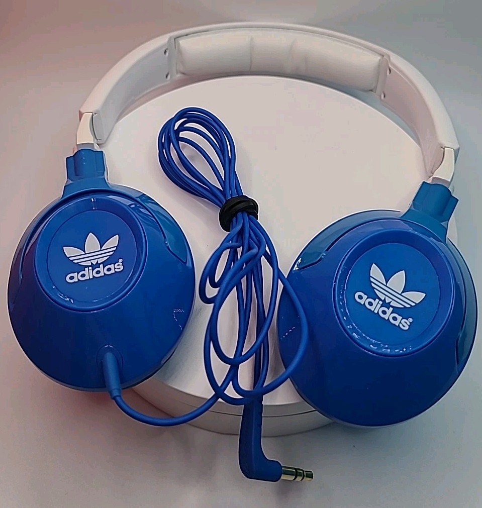 Adidas Sennheiser HD 220 Over Ear Closed Back Headphones With Bag Blue White
