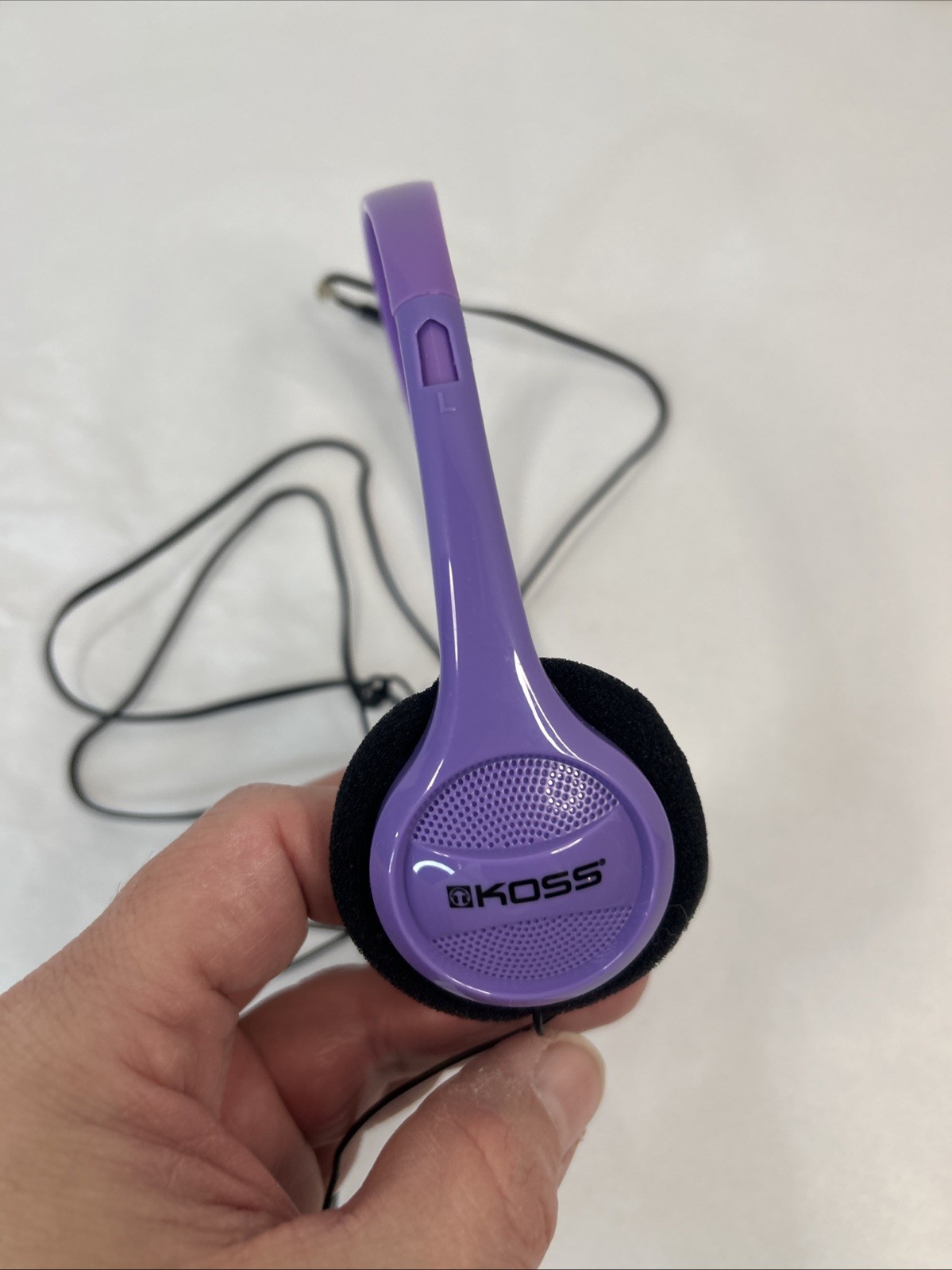 Koss Portable On-Ear Headphones with Adjustable Violet Headband Works