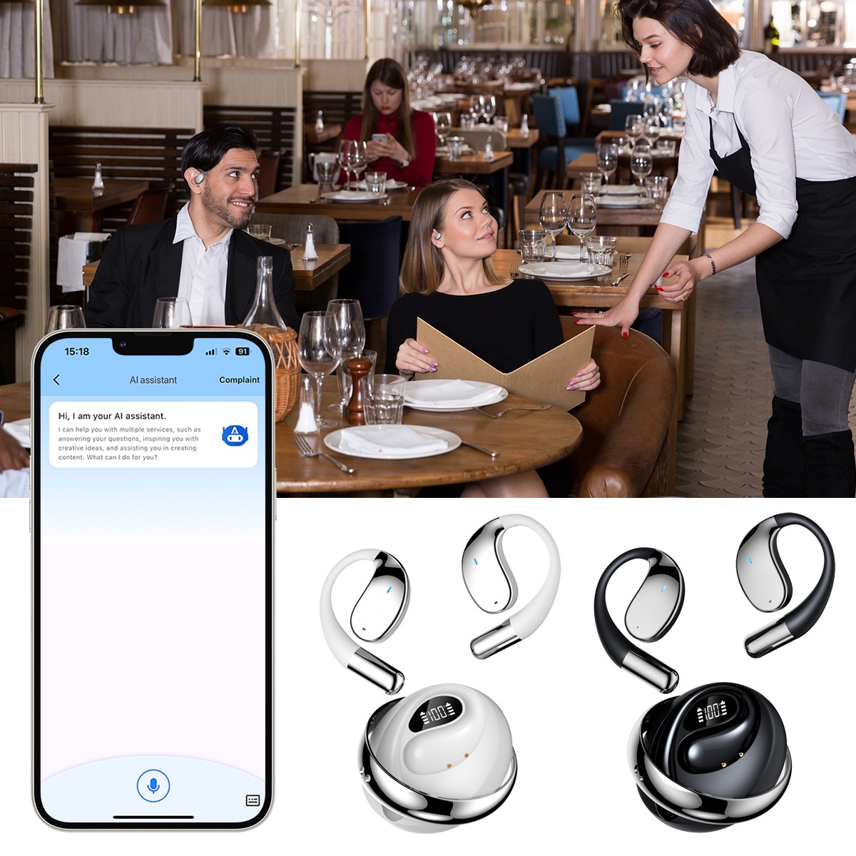 Translation Earbuds 144 Languages with AI Assistant Voice to Text US