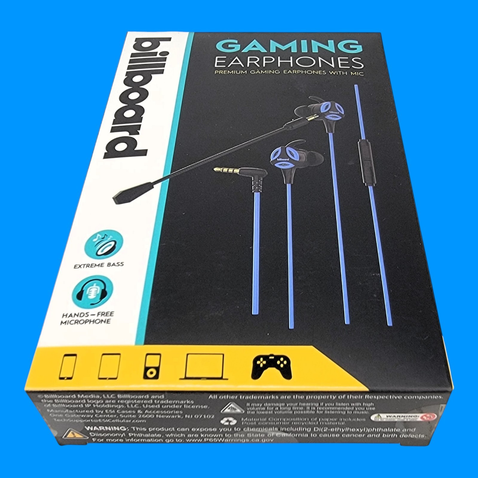 Billboard Gaming Earphones Lot BB2846 BB2847 BB2848 Wired Mic Headset 3 Pack New
