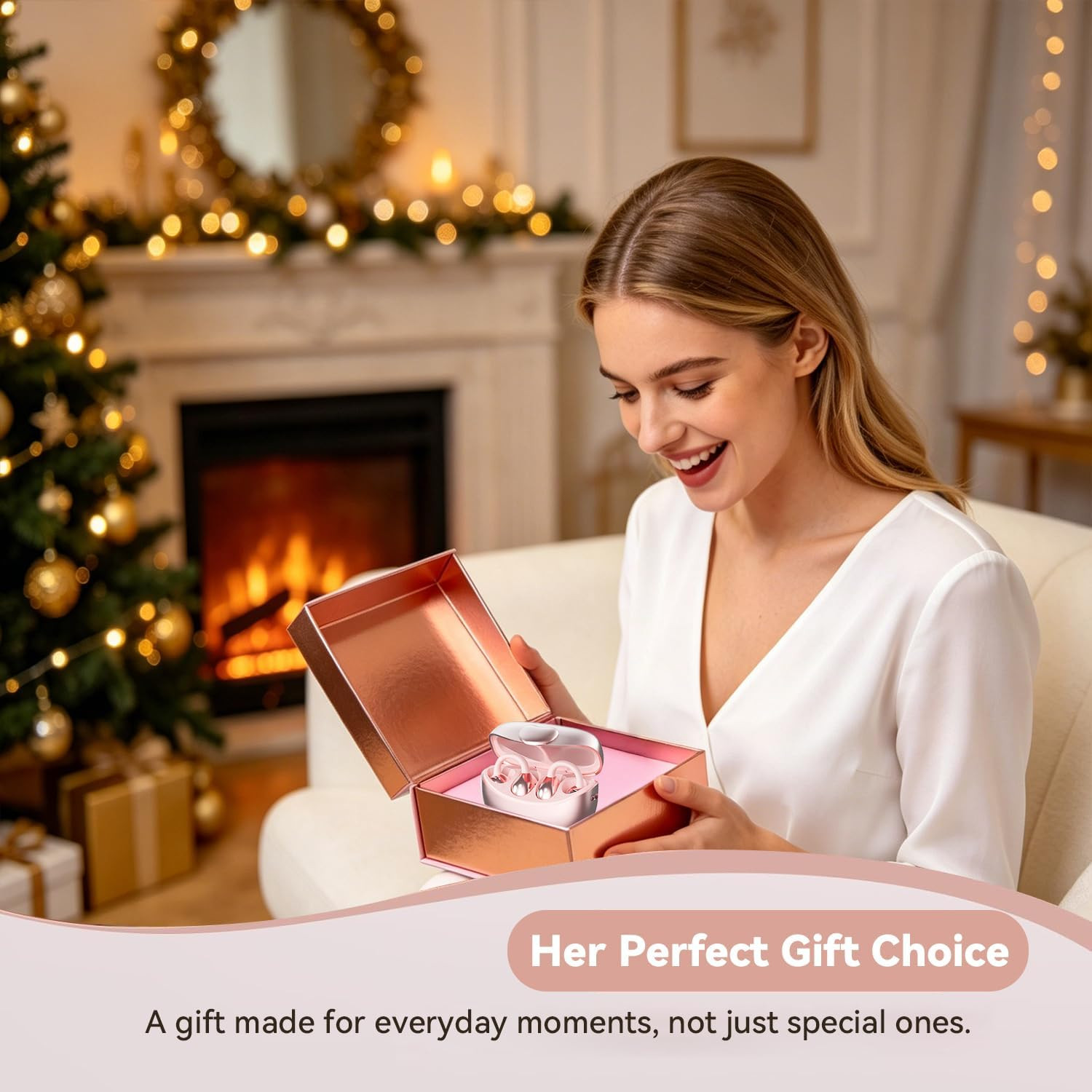 Bluetooth 6.0 Clip-On Earbuds for Women, Hi-Fi Sound, 40H Playtime