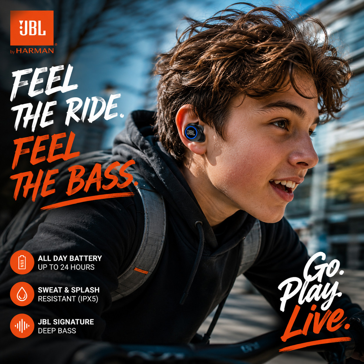 JBL Free X Truly Wireless Earbuds/Deep Bass/Sweatproof/Charging Case-BLACK- NEW