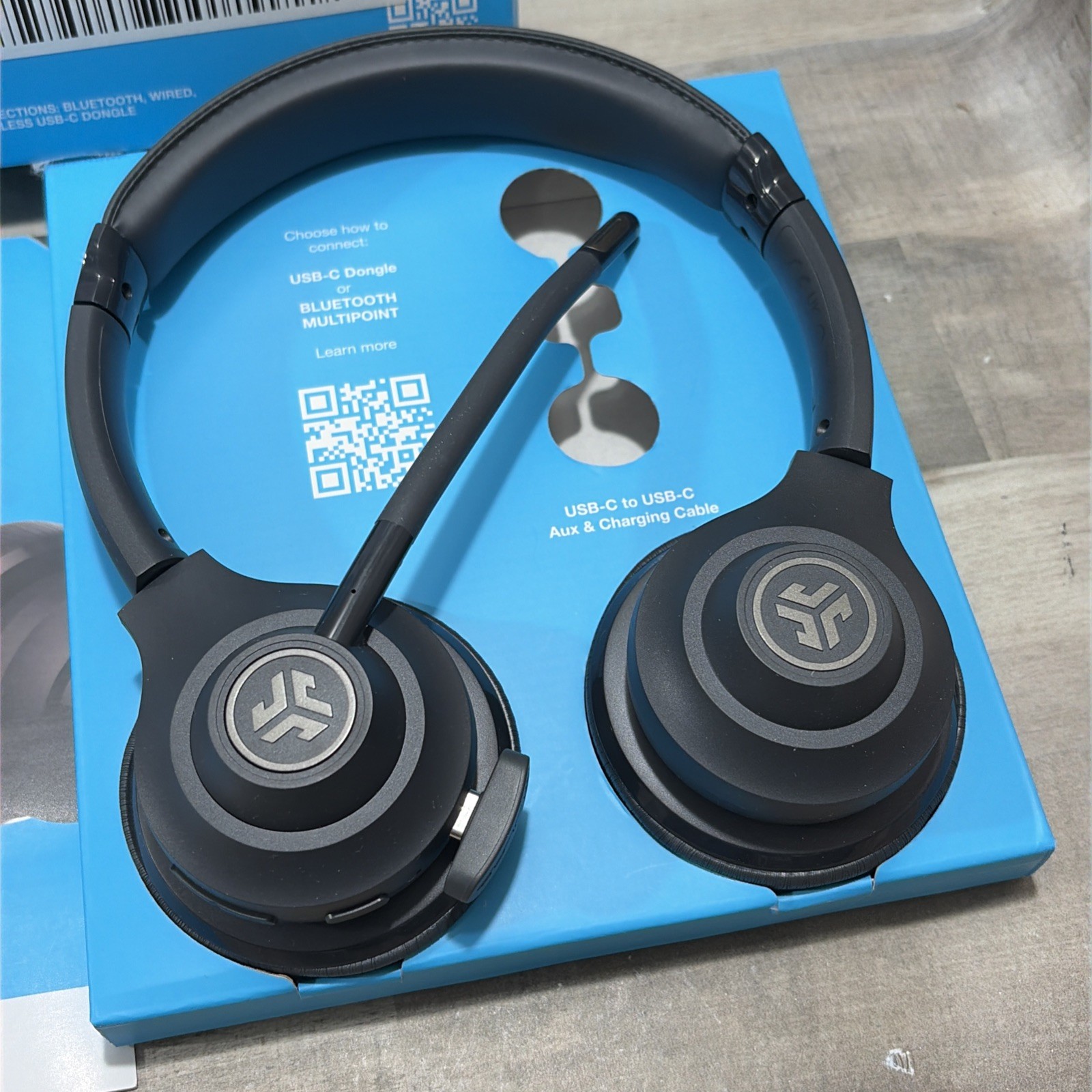 JLab Go Work Hybrid Bluetooth Wireless Headset – Black