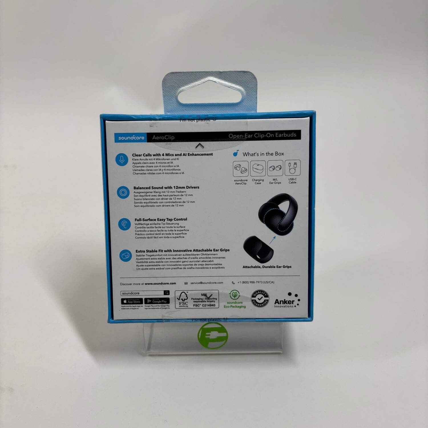 New Soundcore by Anker AeroClip Open-Ear Clip-On Earbuds Black A3388