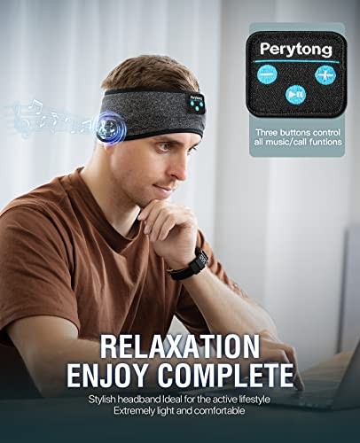 Perytong Sleep Headphones, Wireless 1 Count (Pack of 1), Coal Black
