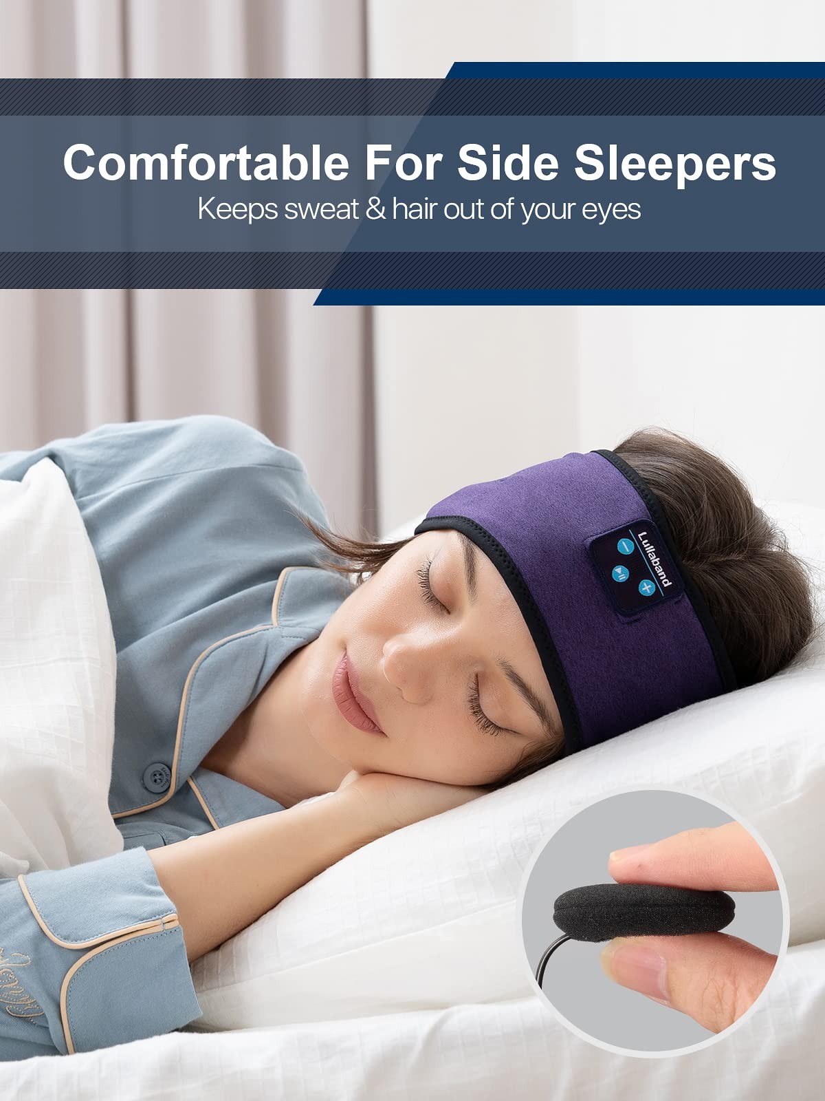 Lullaband Bluetooth Headband Headphones, 1 Count (Pack of 1), Dark Purple