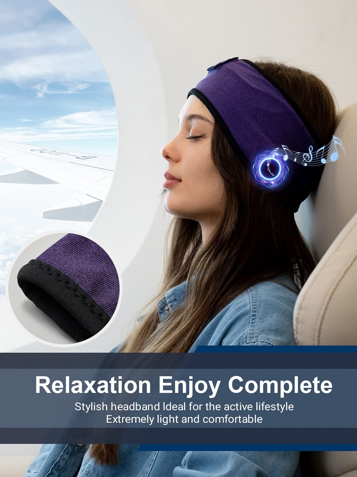 Lullaband Bluetooth Headband Headphones, 1 Count (Pack of 1), Dark Purple