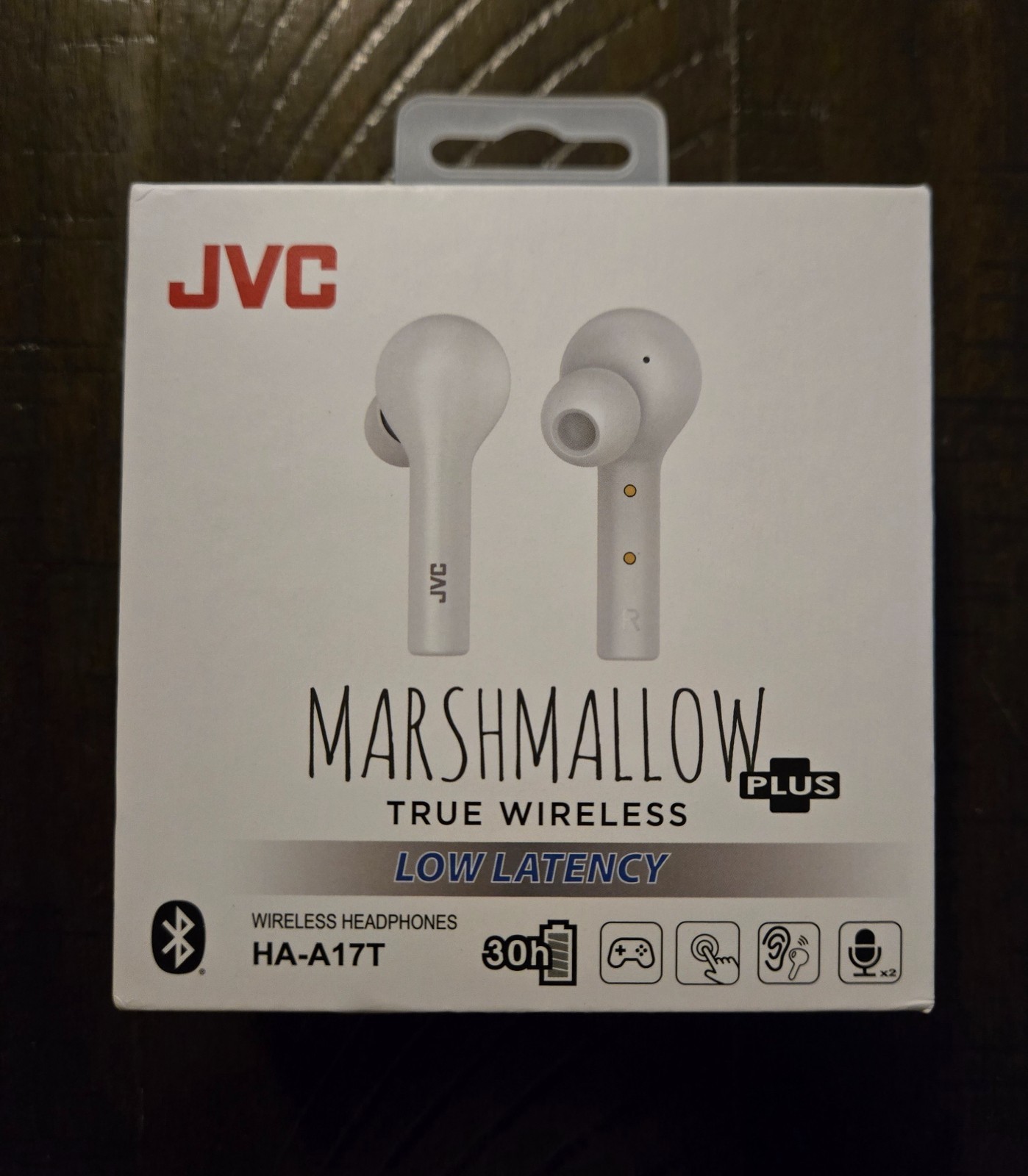 JVC Marshmallow+ True Wireless Earbuds, White, Bluetooth, Low Latency