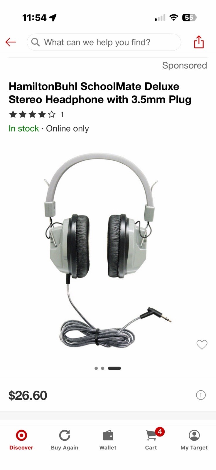 HamiltonBuhl SchoolMate Deluxe Stereo Headband Headphones Gray Black 3.5mm Jack