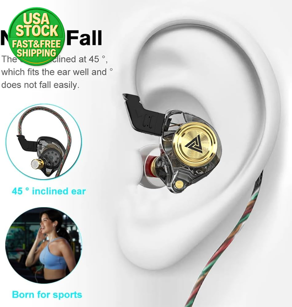 Wired Gaming Earbuds IEM Deep Bass Sound Noise Cancelling 10mm Dynamic Driver