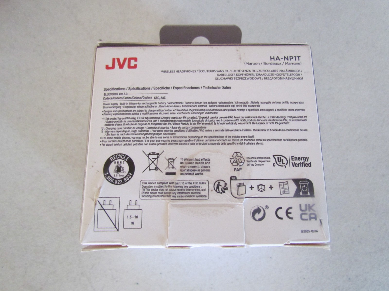 JVC Nearphones HA-NP1T Wireless Open Ear Bluetooth Headphones Maroon Open Box