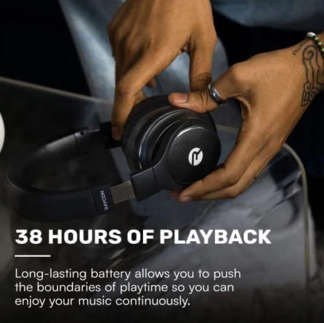 Raycon RBH820-BlK H20 Wireless Noise-Cancelling Over-the-Ear Headphones – Black