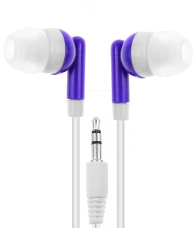 Bulk Wholesale Lot of 10 – PURPLE/WHITE – 3.5mm In-Ear Earbuds / Earphones