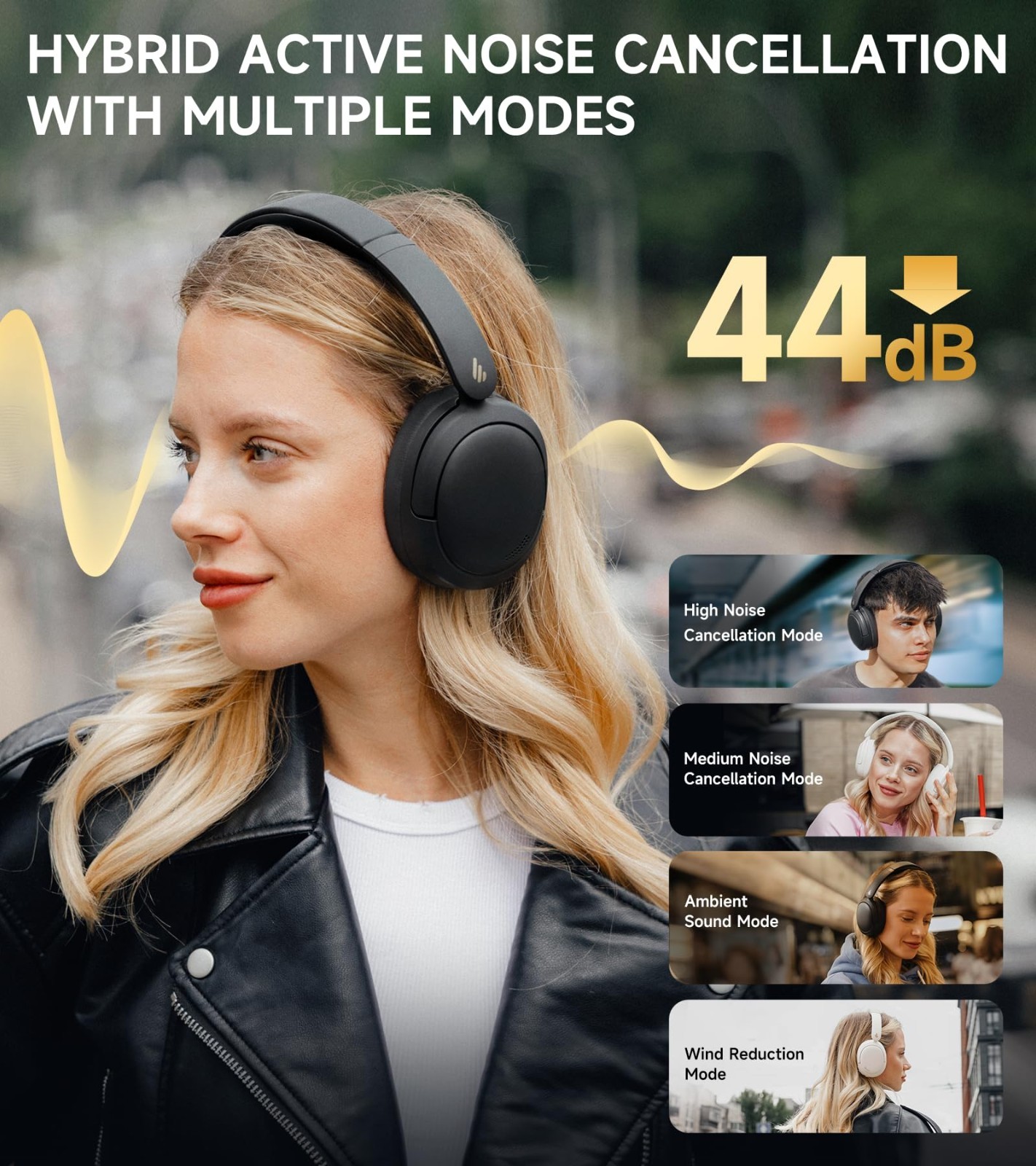 Wireless Over-Ear Headphones – Active Noise Cancelling, Hi-Res Audio, 45H Playti
