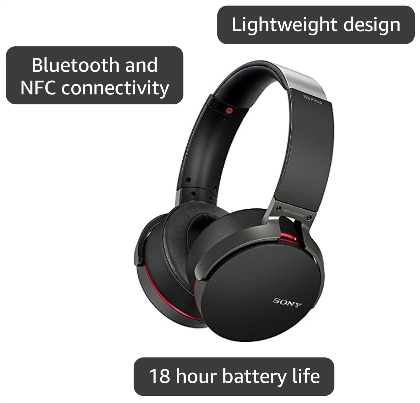 Sony MDR-XB950B1 Extra Bass Bluetooth Wireless Over-Ear Headphones Black