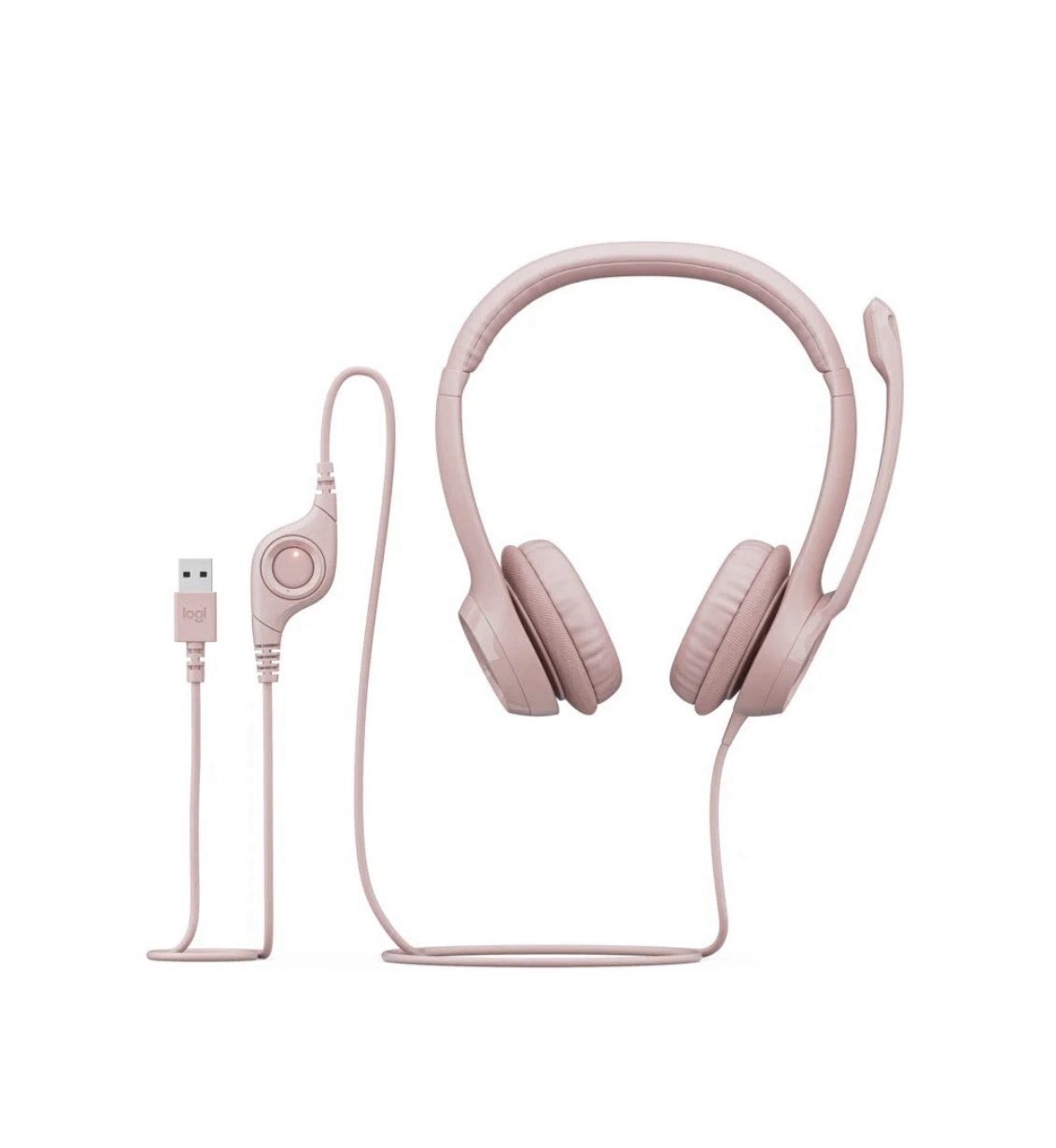 Logitech H390 Headphones with Noise-Cancelling Microphone Rose New Free Shipping
