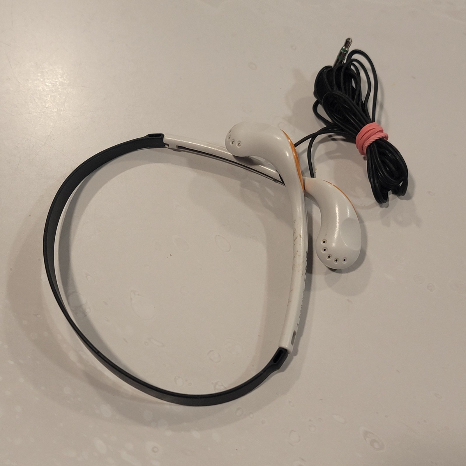Vintage Sony MDR-W014 White Orange Jack In Ear Light Weight Earphones *READ*
