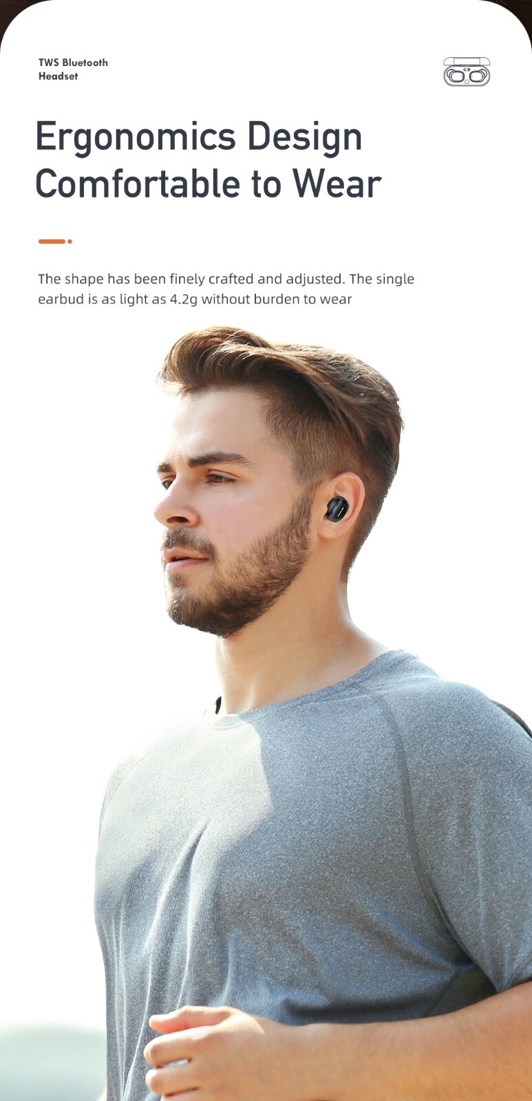 AWEI T13 PRO True Wireless Bluetooth Headphones, 8mm Driver and IPX6 Waterproof