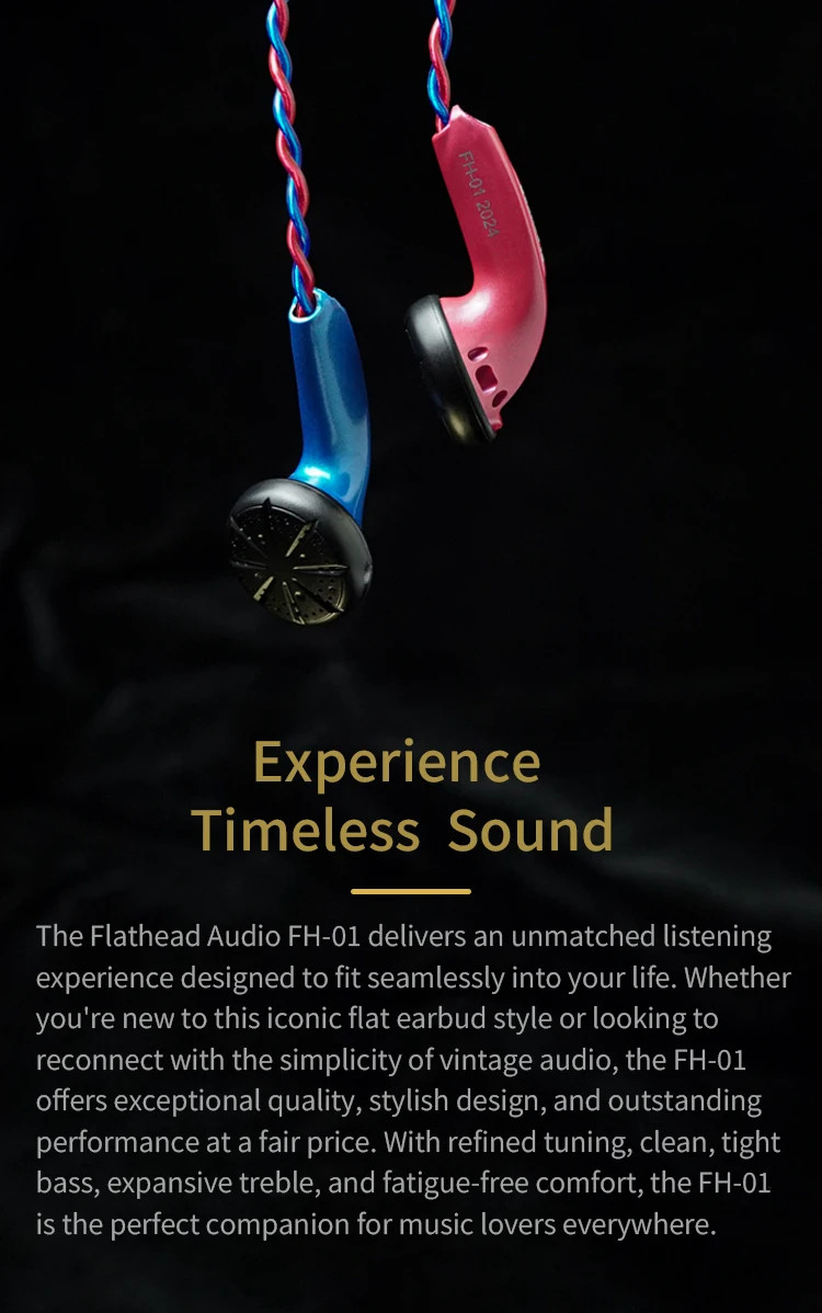 Flathead Audio FH-01 Wired Earbuds HiFi In-Ear Headphones Gaming Music