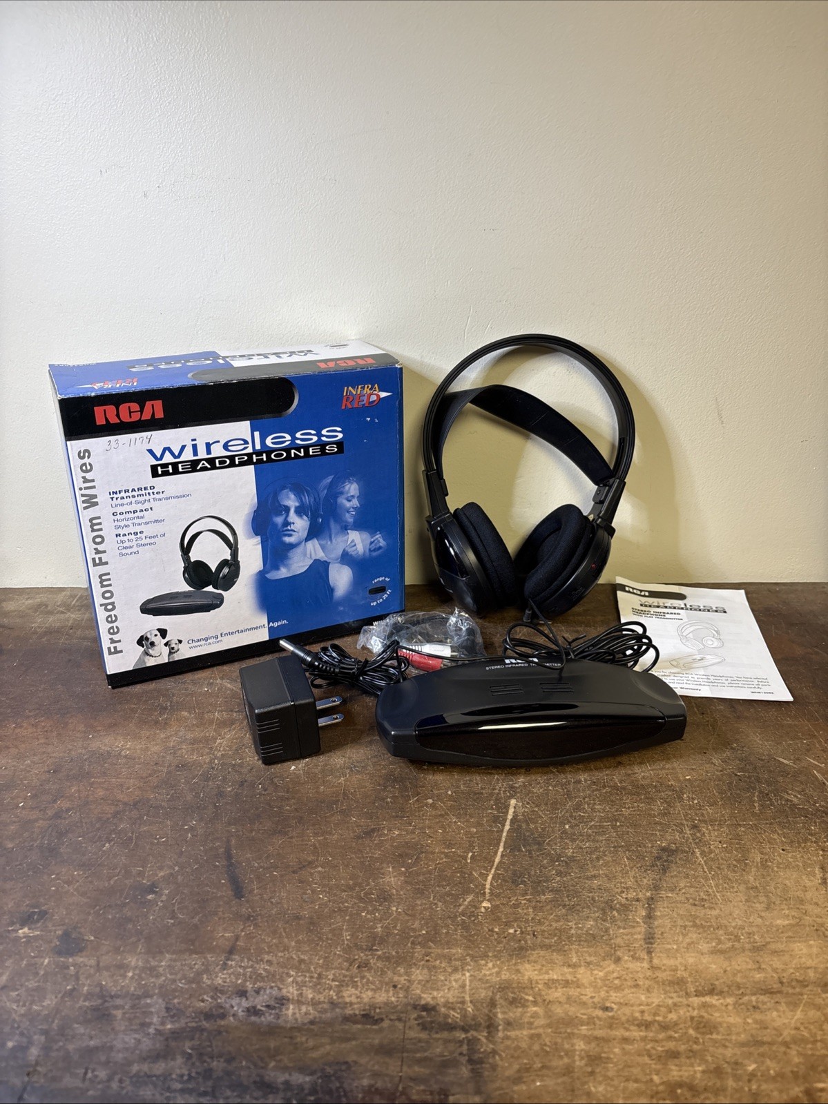 RCA Wireless Headphones- WHR120RS- Infrared, 25 Ft, Lightweight, Adjustable