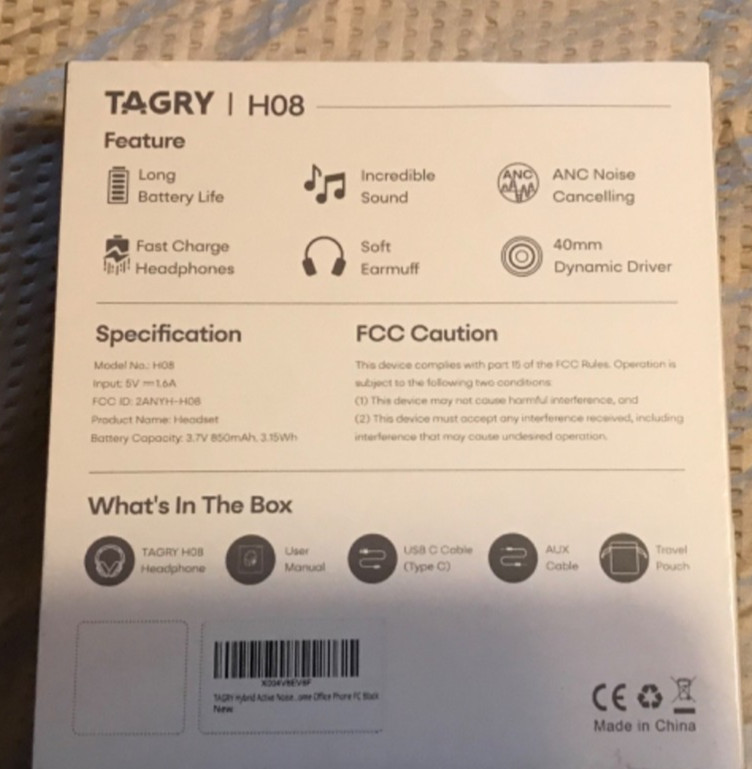 TAGRY Hybrid Active Noise Cancelling Headphones 100H Playtime Wireless Over Ear