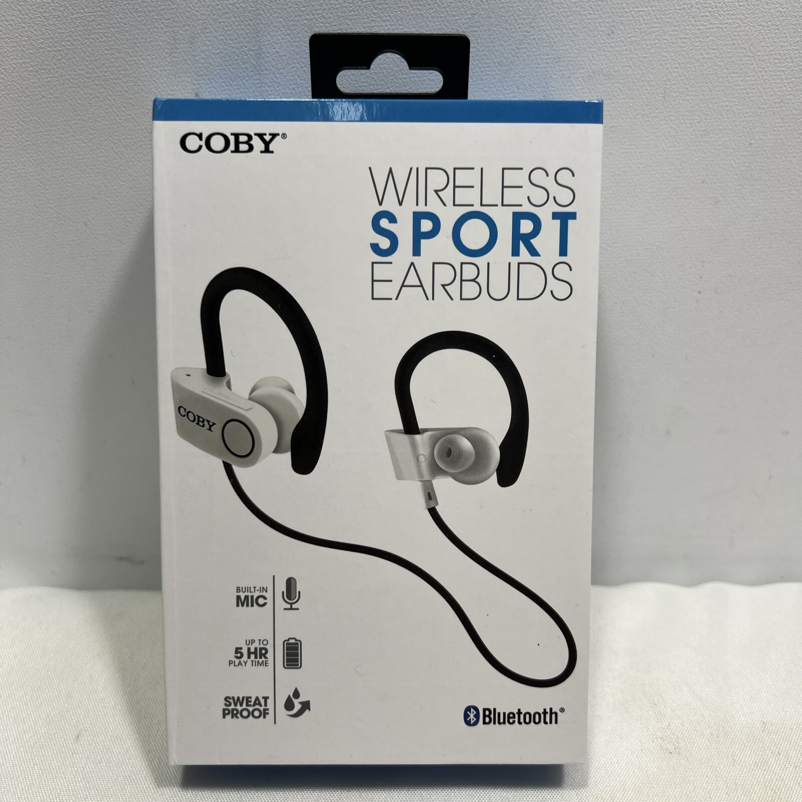 COBY Wireless Sport Bluetooth Earbuds, White, CEBT-415-WHT ~ NEW SEALED