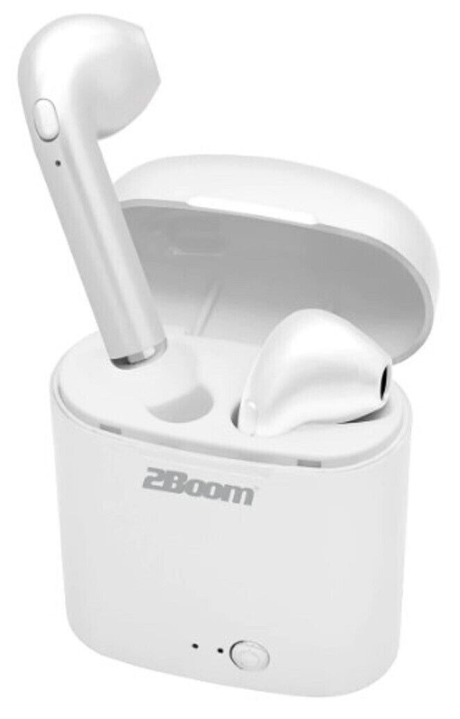 2Boom Roam Air White Bluetooth Earbuds & Case (TWS155W New Model) Free Shipping.