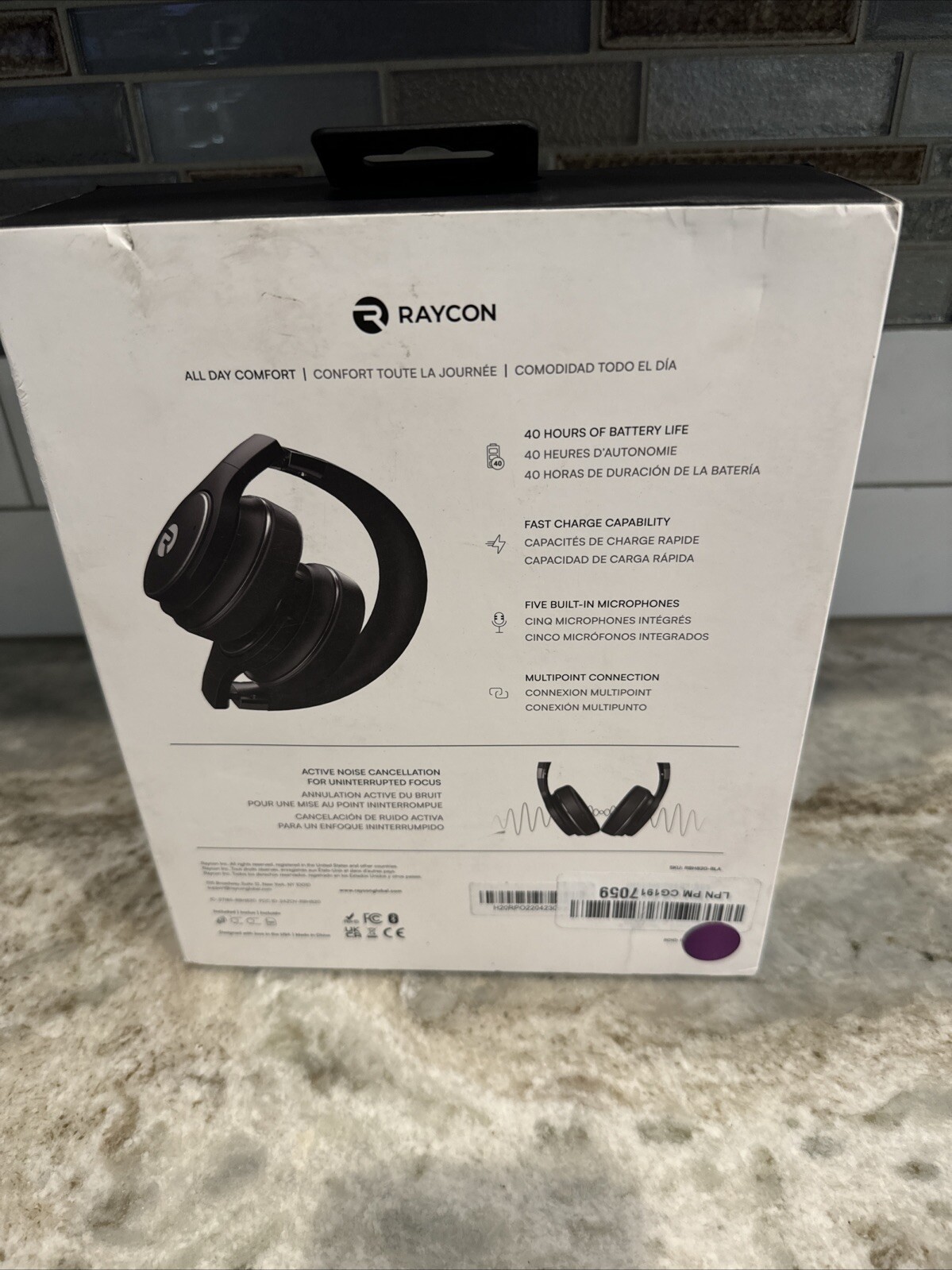 Raycon RBH820-BLA The Everyday Headphones Noise Cancelling Over Ear Black