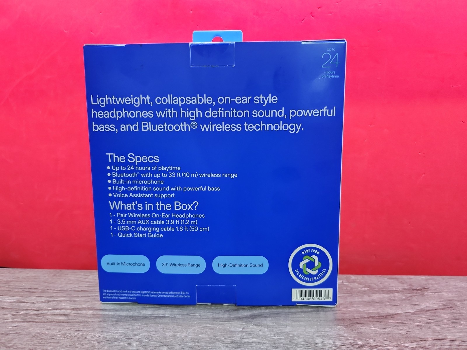 Groove ONN Over Ear Wireless Bluetooth Headphones Navy – NEW