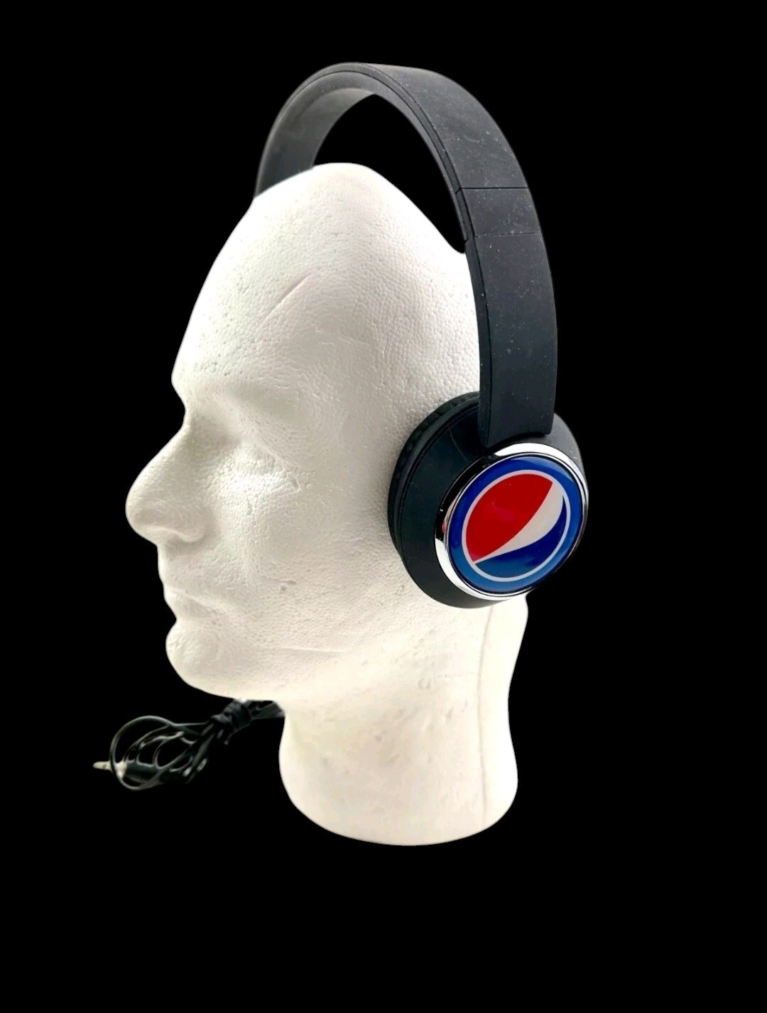 Pepsi Logo Original Audio Headphones 1.5mm Jack – Removable Cord 6′ – Rare