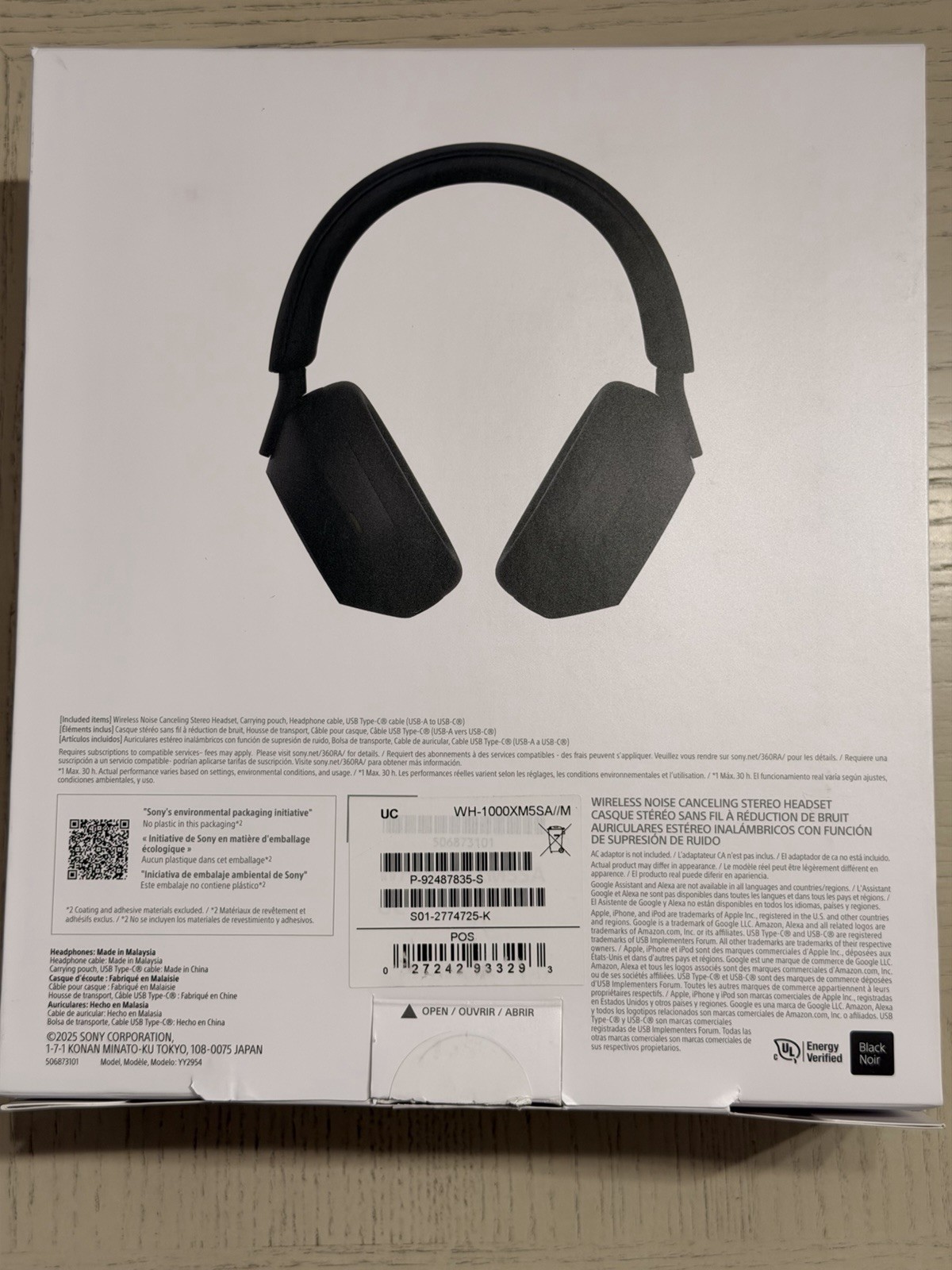 Sony WH-1000XM5 Wireless Noise Canceling Headphones Black Open Box Complete