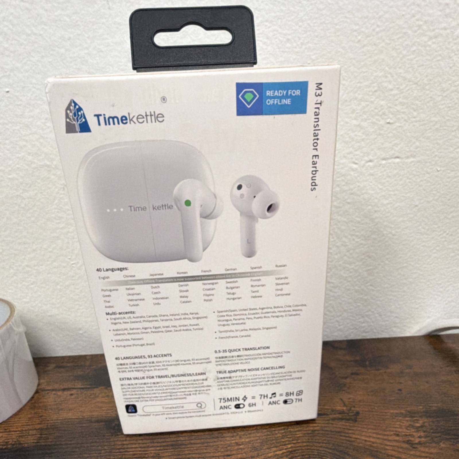 Timekettle M3 Translator Earbuds White Bluetooth Wireless In-Ear Noise Cancelli…
