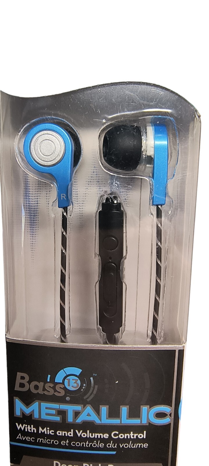 Maxell Bass 13 Metallic Earbuds with Mic & Volume Control Blue Deep Rich Bass