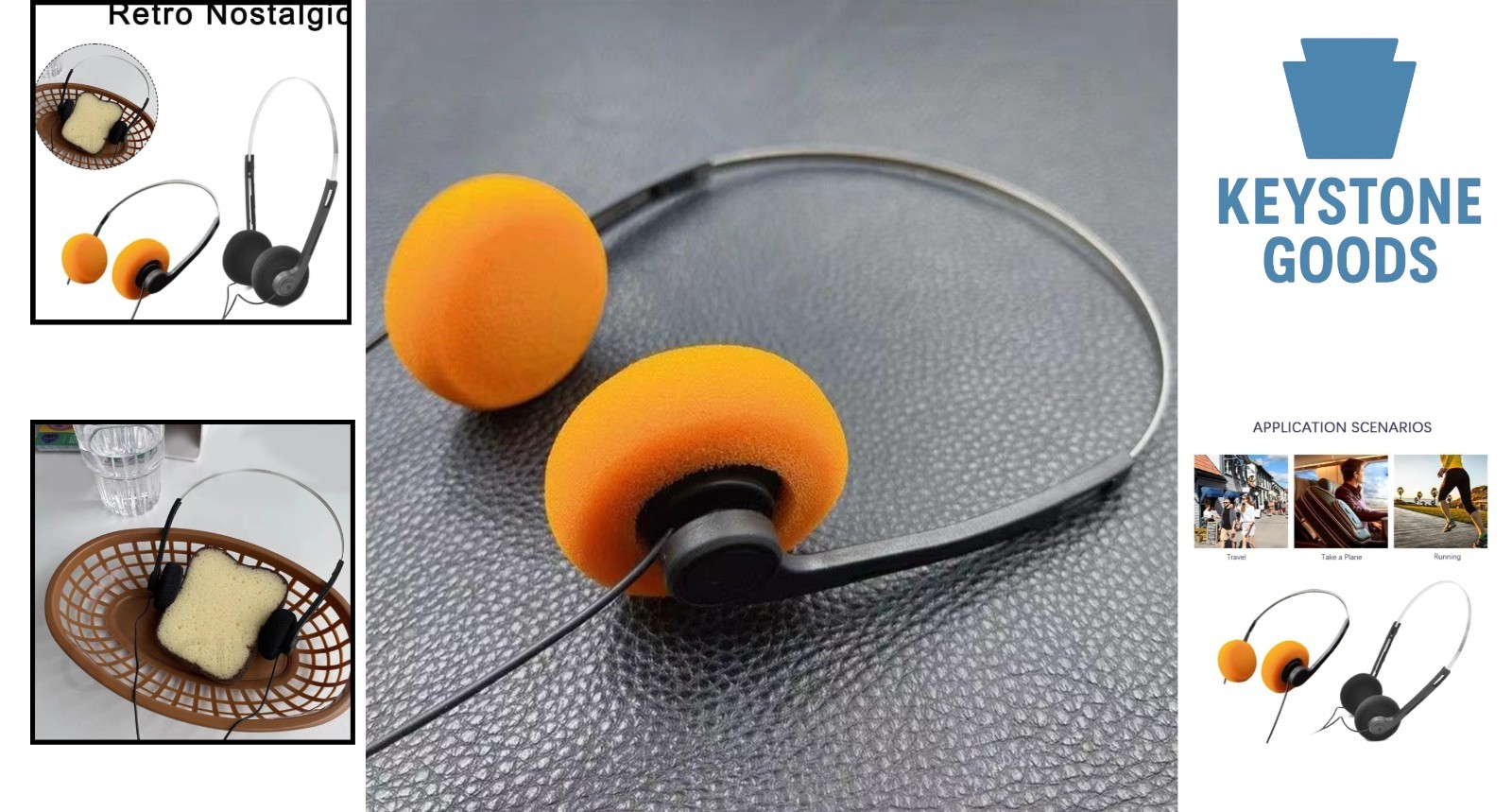 Vintage-Inspired Orange Over-Ear Headphones for Stylish Audio Enthusiasts