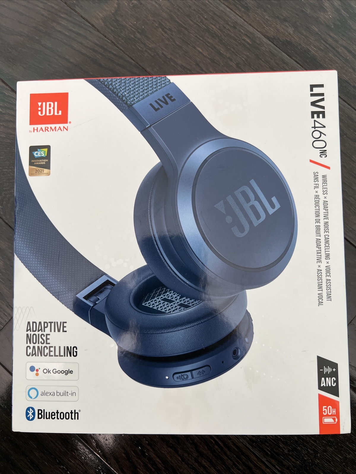 JBL Live 460NC Wireless On-Ear Noise-Cancelling Headphones – Black
