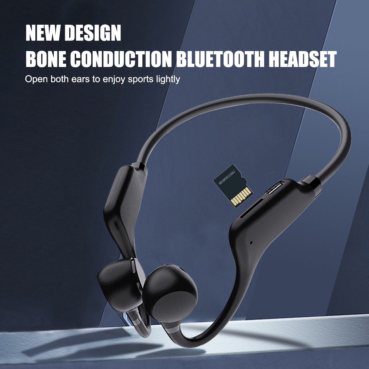 Bone Conduction Bluetooth 5.2 Headphones Sports Open-Ear with MP3 Mode 8Hrs Play