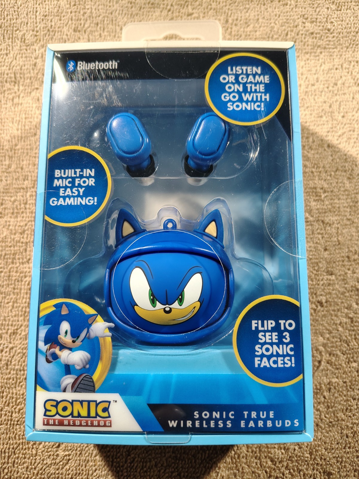 Sonic the Hedgehog – Bluetooth – True Wireless Earbuds – Flip Case – NEW