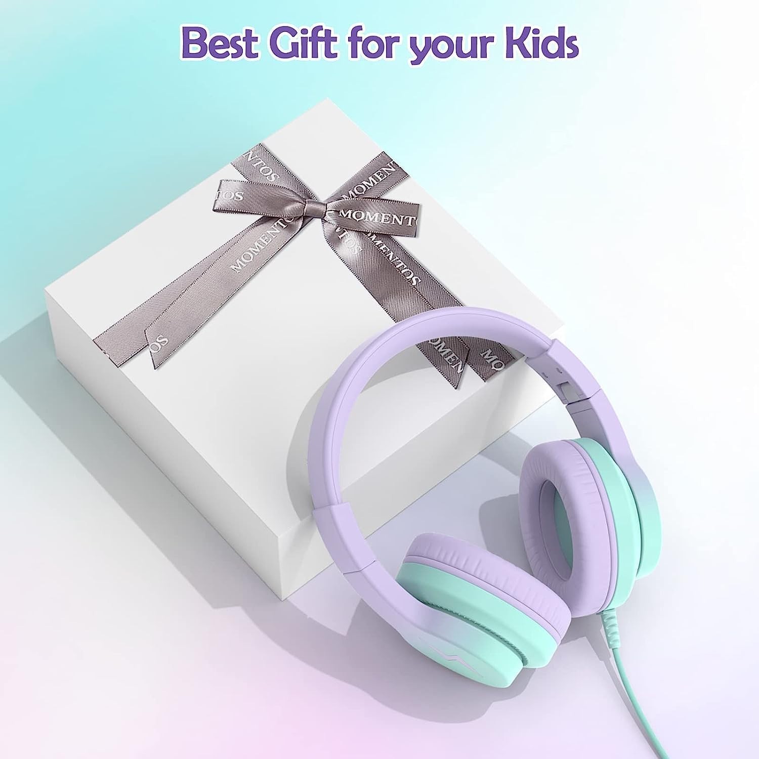 Durable Over-Ear Headphones for Kids with Microphone – Gradient Purple Design