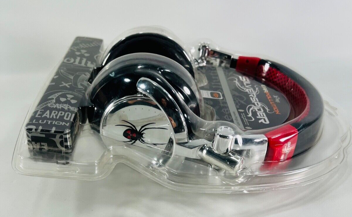 iFrogz EarPollution SilverSpider Wired Headphones w/3.5mm Jack Brand New Sealed!