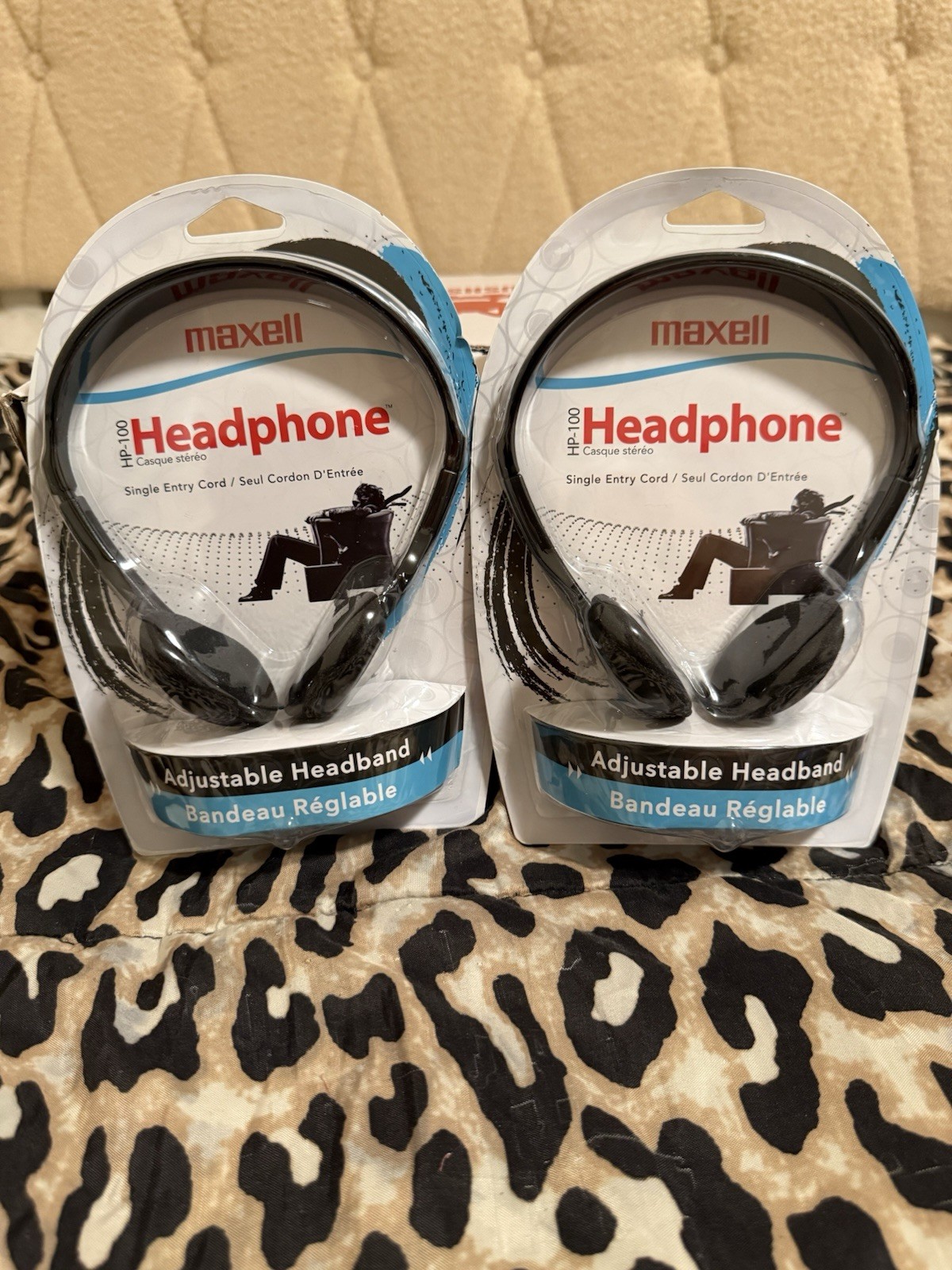 2 PACKS OF of Maxell HP-100 Lightweight Stereo Headphones. Brand New