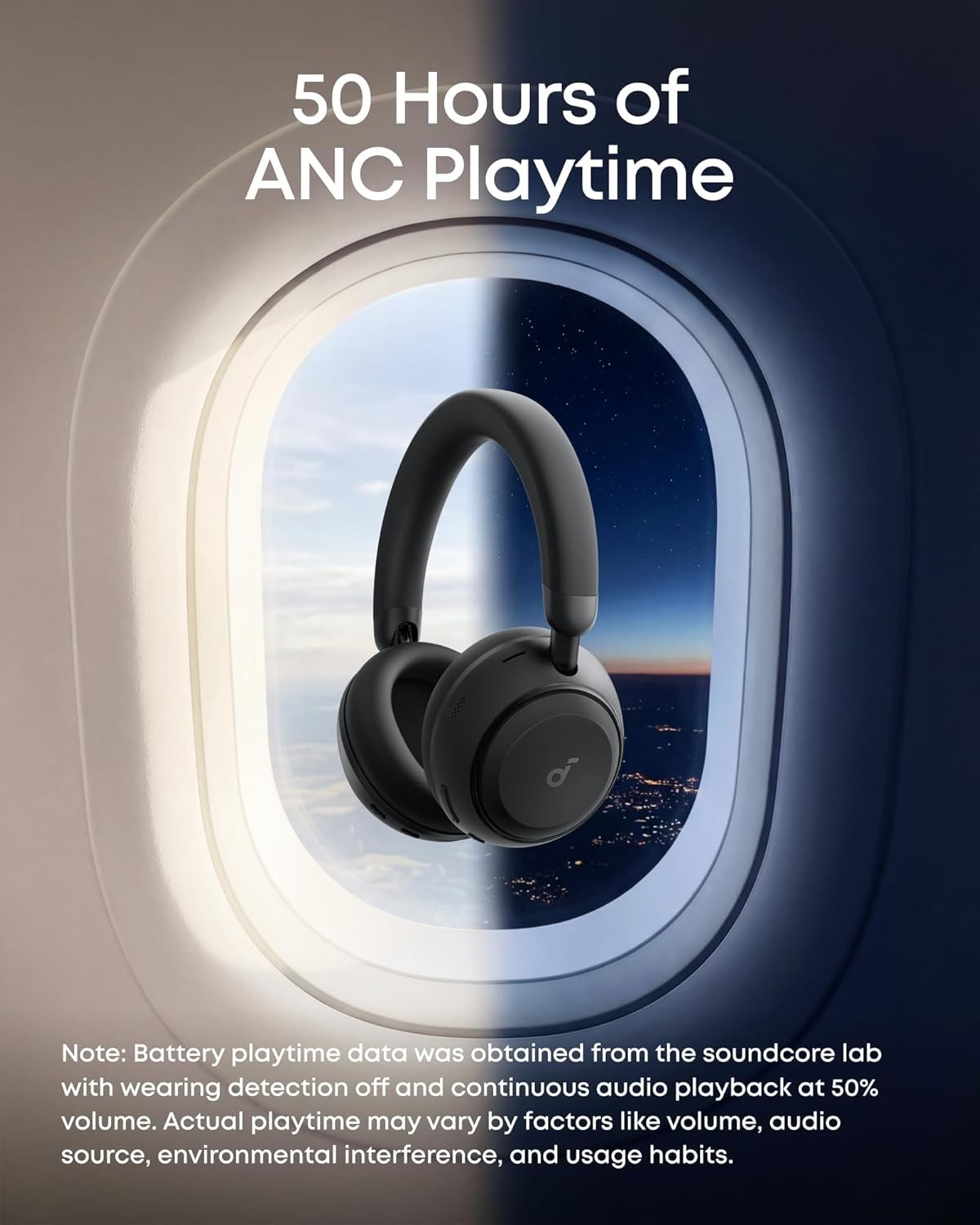 soundcore Space 2 by Anker, Active Noise Cancelling Headphones Comfortable Fit